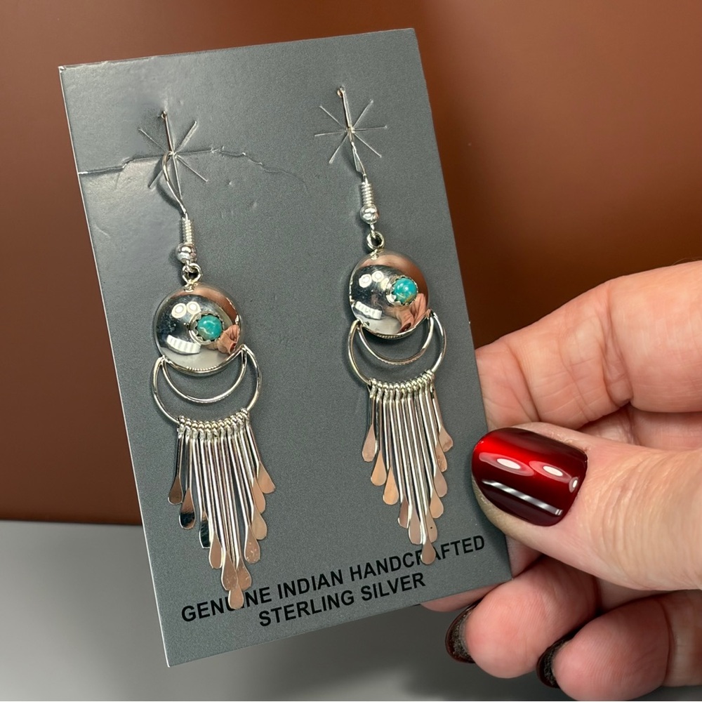 Paula Armstrong Signed - 925 Sterling Silver Earrings with Turquoise Accents